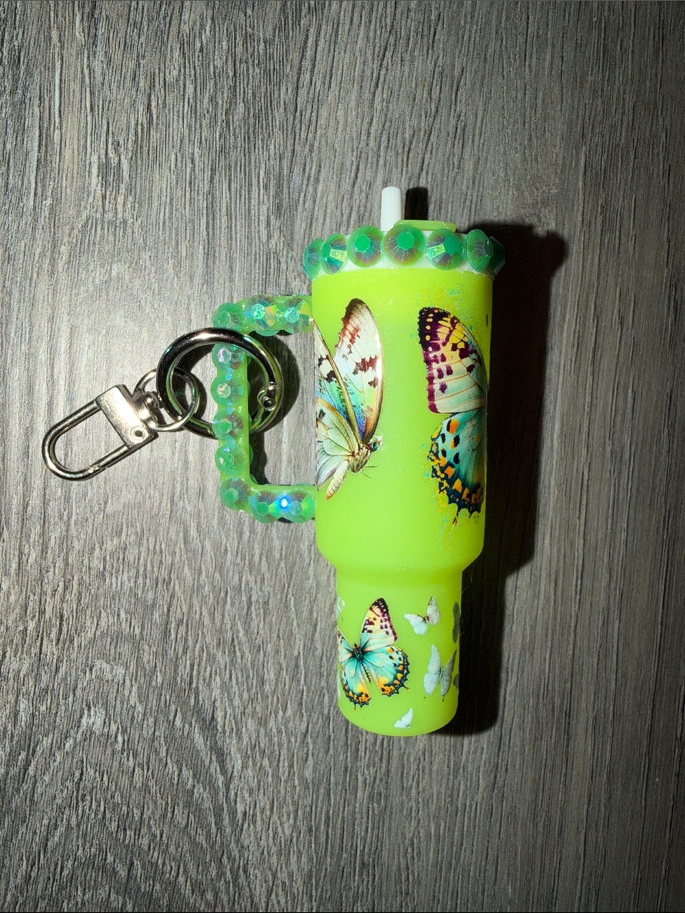 Custom bedazzled mini tumblr keychain by Joelle